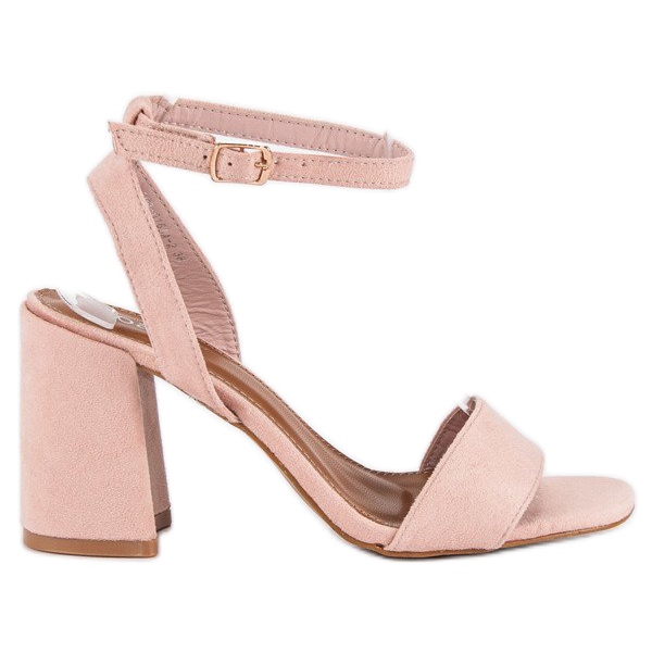 Růžové semišové sandály růžový