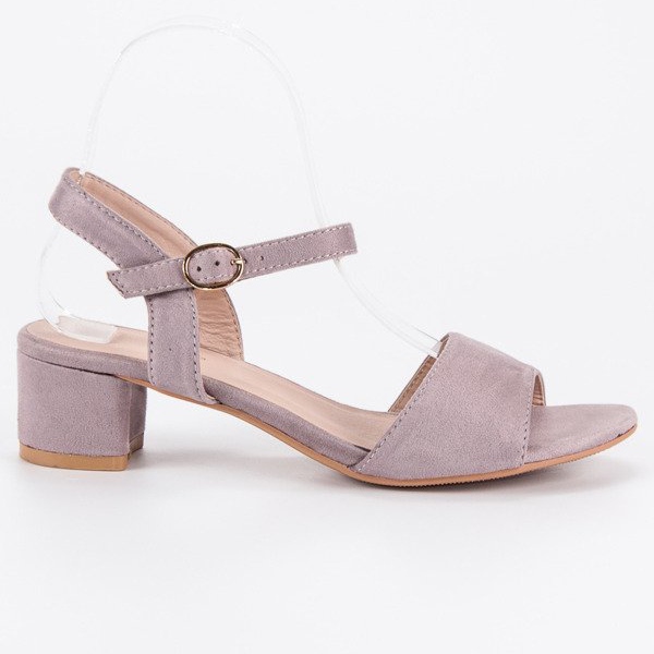 Ideal Shoes Semišové sandály na nízkém podpatku fialový Ideal Shoes Semišové sandály na nízkém podpatku fialový