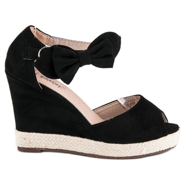 Seastar Klínové espadrilky s mašlí černá