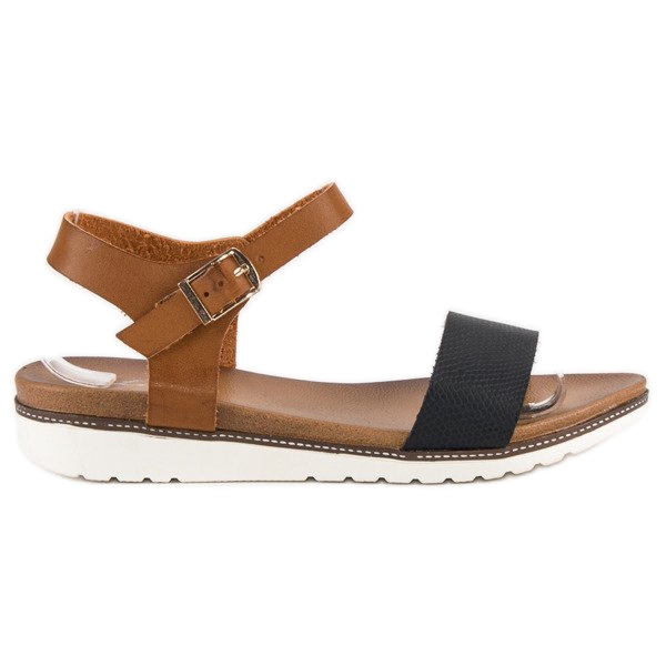 Licean Ploché sandály s přezkou hnědý