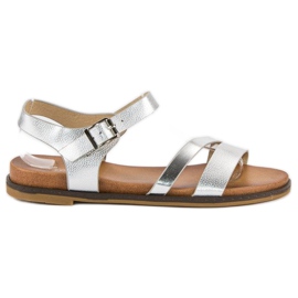 Licean Stříbrné sandály s přezkou šedá Licean Stříbrné sandály s přezkou šedá