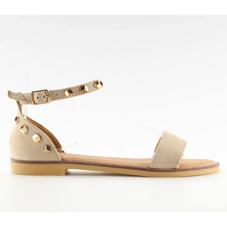 Béžové sandály s cvočky 117-11 béžová béžový
