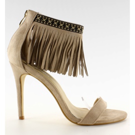 Sandály s etnickým vzorem s třásněmi GD-16-5247 Béžová béžový Sandály s etnickým vzorem s třásněmi GD-16-5247 Béžová béžový