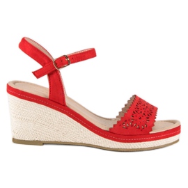 Ideal Shoes Červené Espadrilky Na Klínu červený