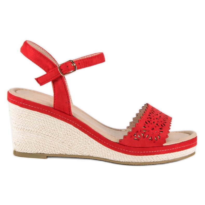 Ideal Shoes Červené Espadrilky Na Klínu