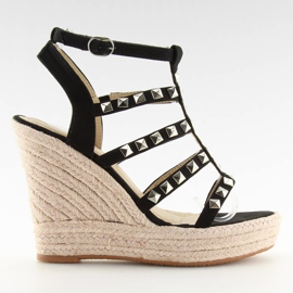 Černé espadrilky na klínech 3811-17 Černé černý