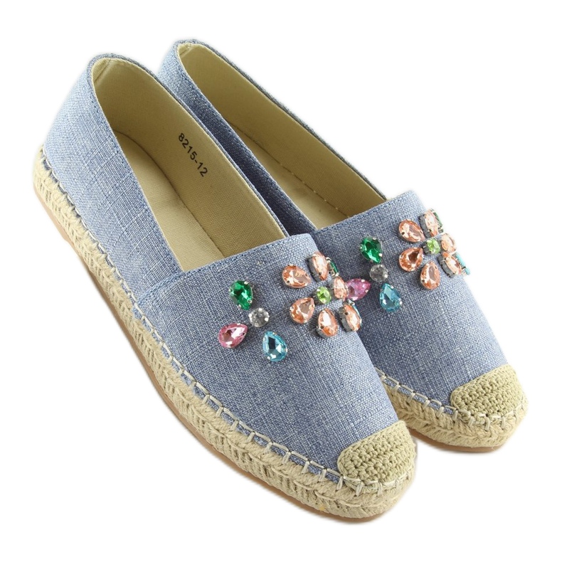 Espadrilky s modrými kameny 8215 L.BLUE