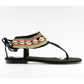 Černé sandály s korálky 8241 black černý