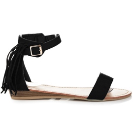 Abloom Semišové sandály s třásněmi černá