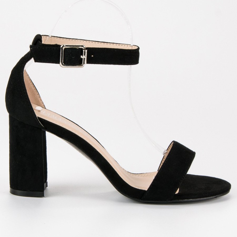 Diamantique Semišové sandály na sloupku černá