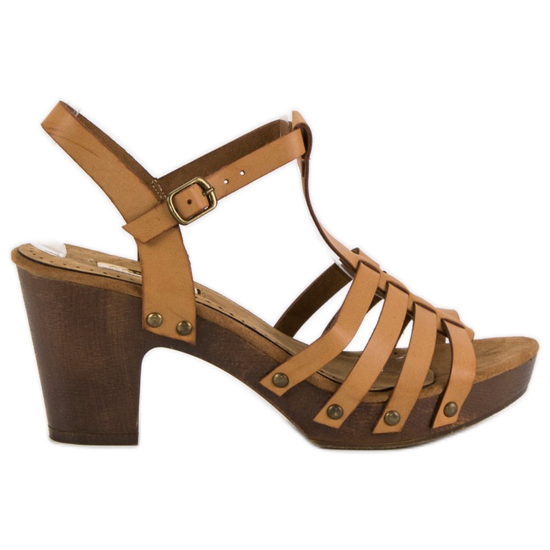 Corina Lehké sandály na sloupku hnědý Corina Lehké sandály na sloupku hnědý