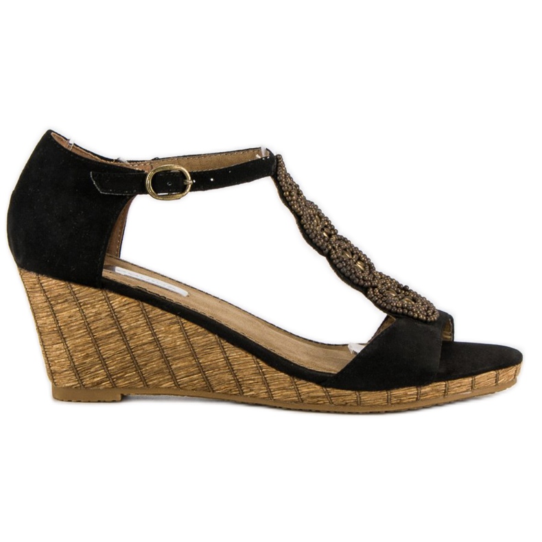 Corina Ozdobné sandály na klínku černá