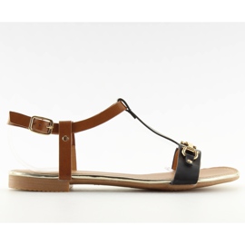 Černé sandály na ploché podrážce černá 9871 Black černý