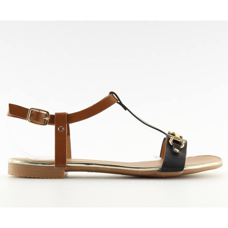 Černé sandály na ploché podrážce černá 9871 Black