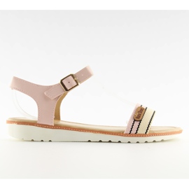 Růžové sandály na ploché podrážce J1024 růžový Růžové sandály na ploché podrážce J1024 růžový
