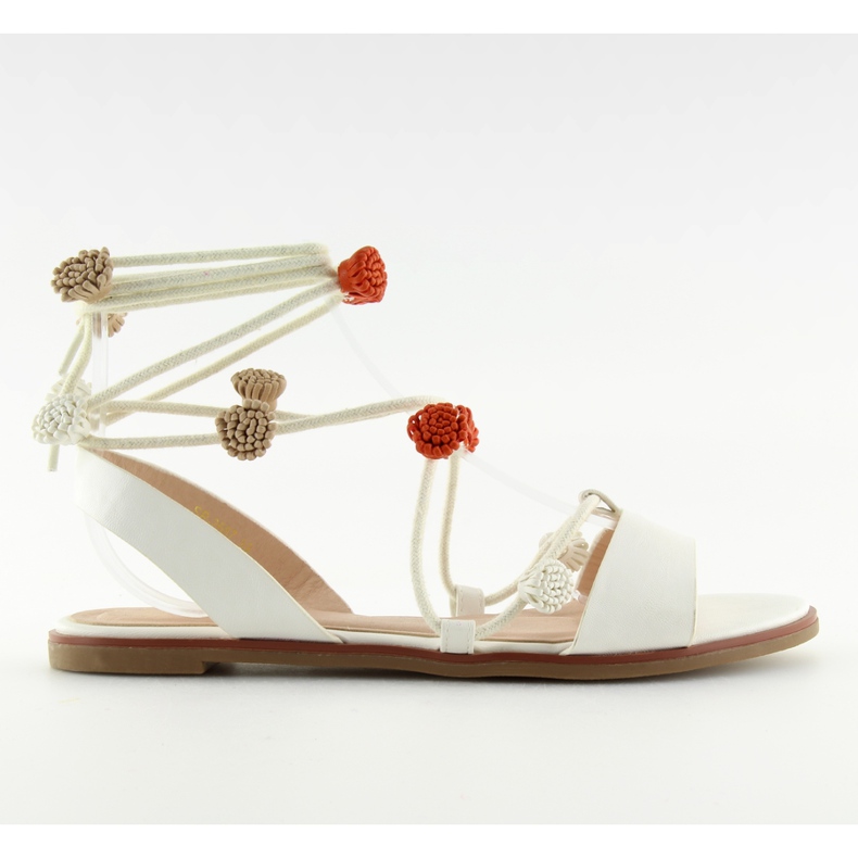 Bílé sandály se zavazováním na kotník SR-2687 bílý Bílé sandály se zavazováním na kotník SR-2687 bílý