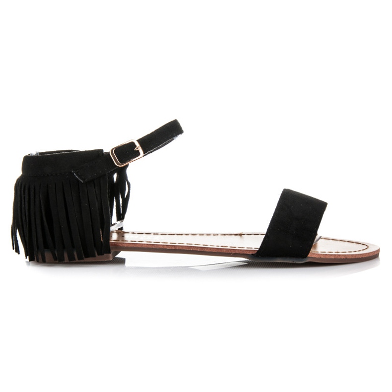 Queen Vivi Ploché sandály s třásněmi černá