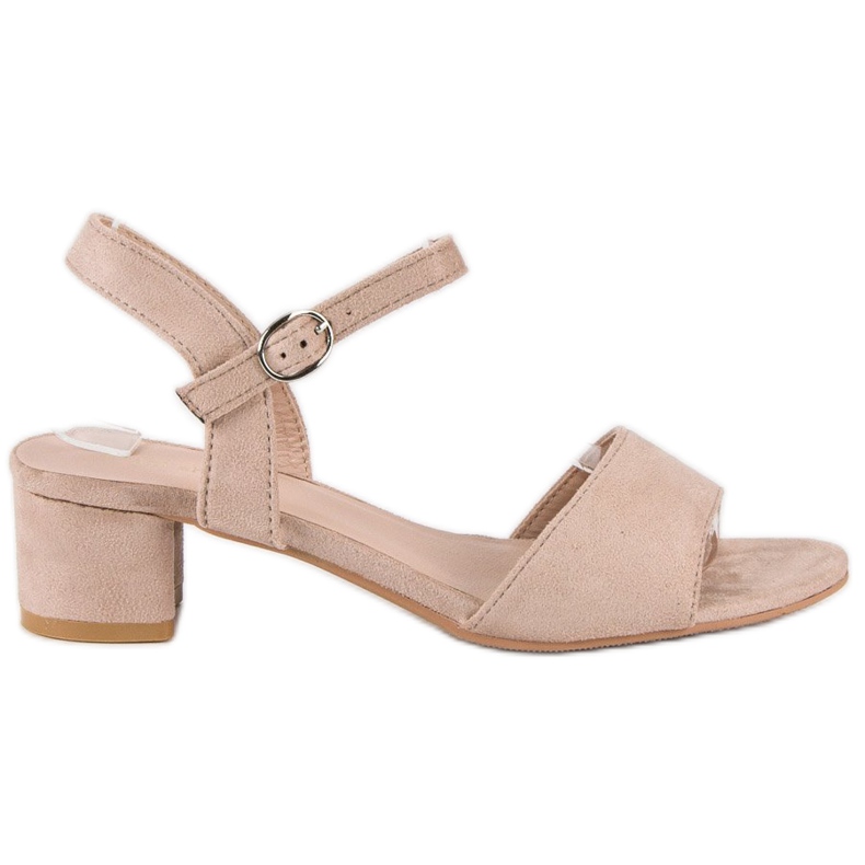 Ideal Shoes Semišové sandály na nízkém podpatku hnědý