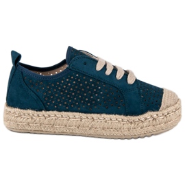 Corina Prolamované espadrilky na klínku modrý vícebarevný námořnická modř