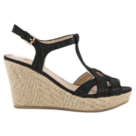 Corina Černé sandály na klínku černá