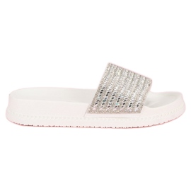 Bílé pantofle s krystaly bílý