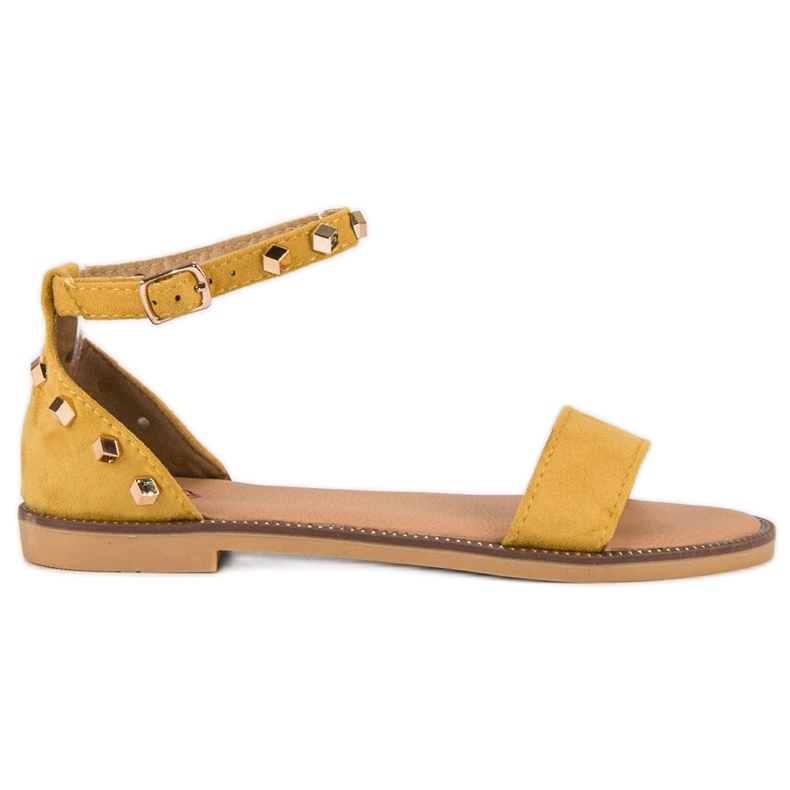 Fashion Semišové sandály s cvočky žlutá