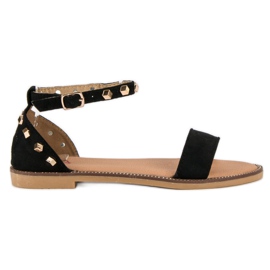 Fashion Semišové sandály s cvočky černý