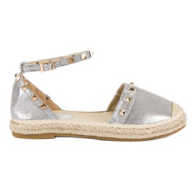 Fama Stříbrné sandály espadrilky šedá Fama Stříbrné sandály espadrilky šedá