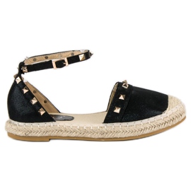 Fama Černé sandály Espadrilles černá