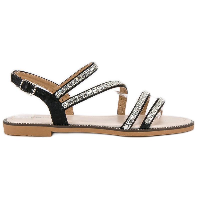 Nio Nio Stylové ploché sandály černá Nio Nio Stylové ploché sandály černá