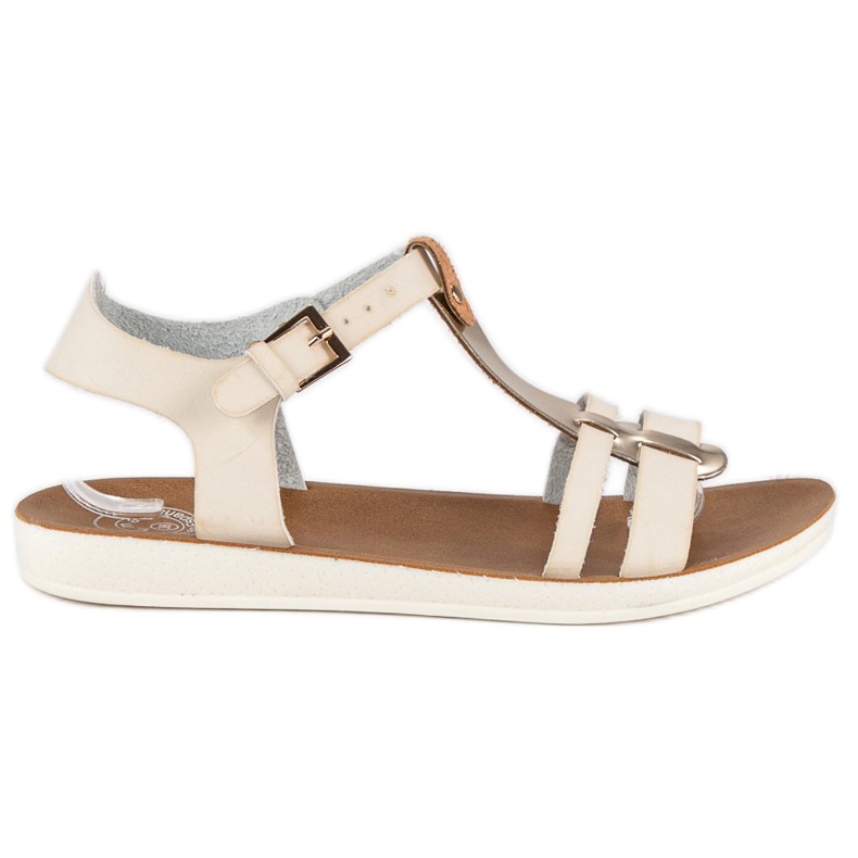 Sandály se zapínáním na přezku hnědý žlutá