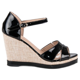 Anesia Paris Lakované sandály na klínku černý