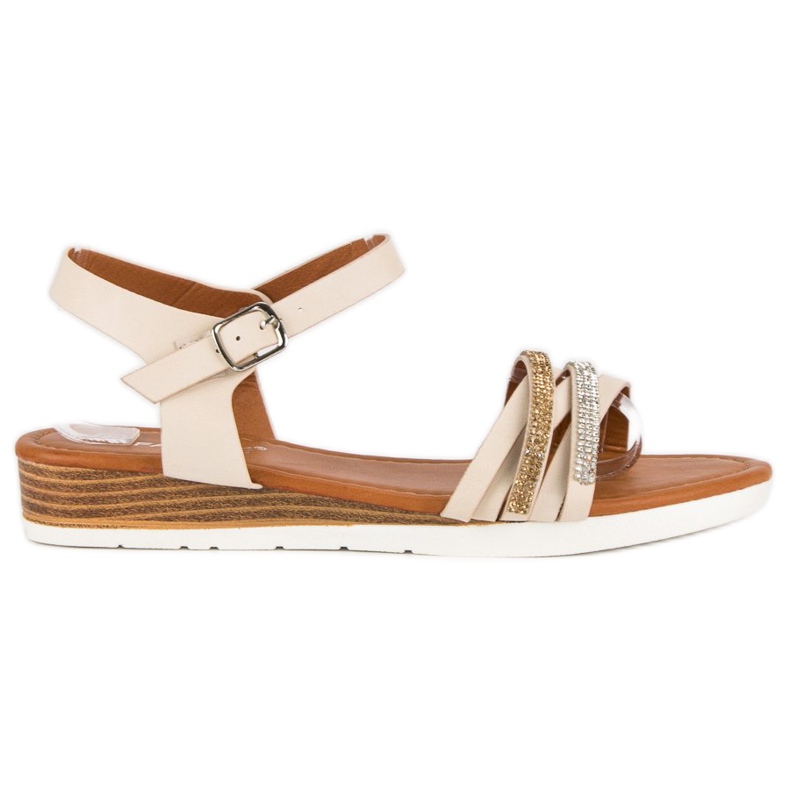 Fama Sandály na nízkém klínovém podpatku hnědý