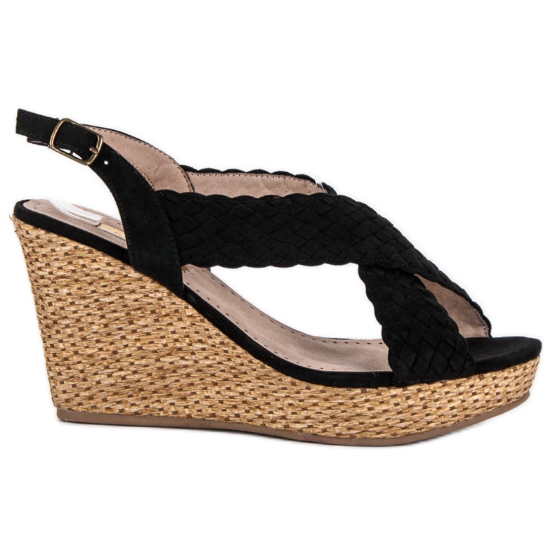 Corina Ležérní sandály na klínku černá Corina Ležérní sandály na klínku černá