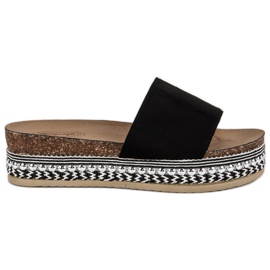 Boho semišové pantofle černý