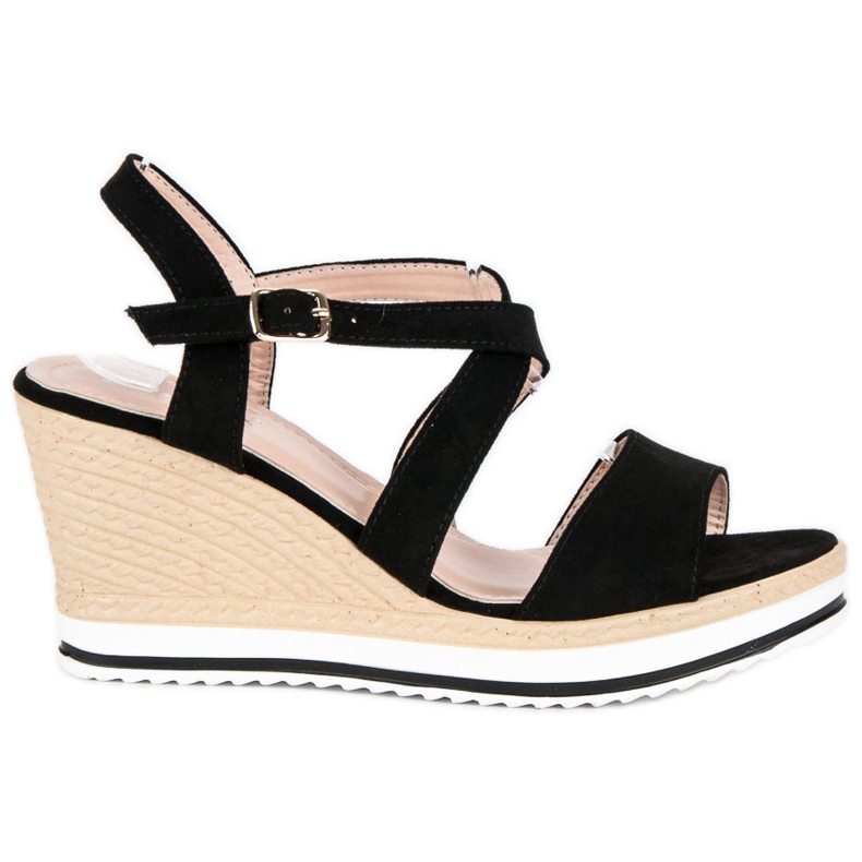 Anesia Paris Černé sandály na klínku černá