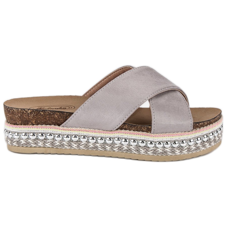 Šedé pantofle na platformě šedá