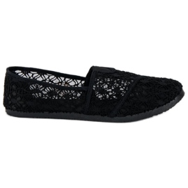 Černé krajkové balerínky černý