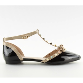 Black Ballerinas s cvočky černá DM29P černá černý