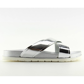 Stříbrné pantofle se zrcadlovým vzhledem CK46P stříbrné šedá Stříbrné pantofle se zrcadlovým vzhledem CK46P stříbrné šedá