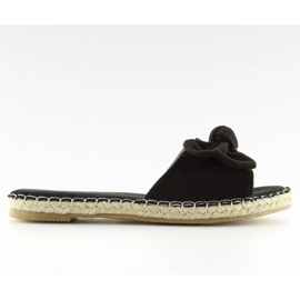 Černé pantofle 8758 černé s mašlí černý