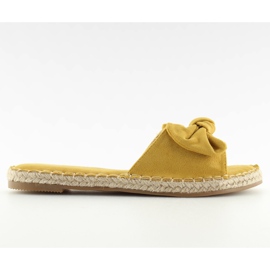 Žluté pantofle 8758 žluté s mašlí žlutá Žluté pantofle 8758 žluté s mašlí žlutá
