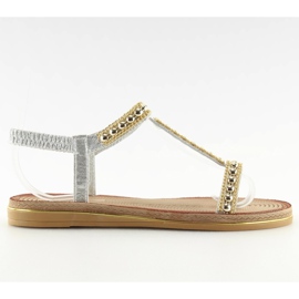 Dámské stříbrné sandály S37-san Silver šedá Dámské stříbrné sandály S37-san Silver šedá