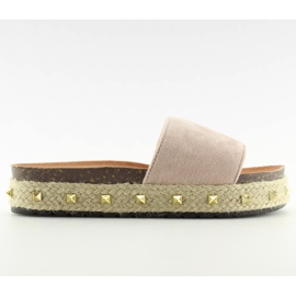 LS51 karafiátové béžové espadrilky pantofle béžový