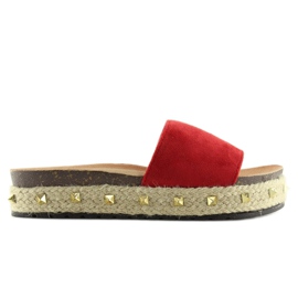 Červené LS51 Červené pantofle espadrilky červený
