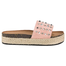 L. Lux. Shoes Espadrilky žabky s cvočky růžový