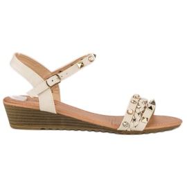 Renda Módní sandály na klínku hnědý Renda Módní sandály na klínku hnědý