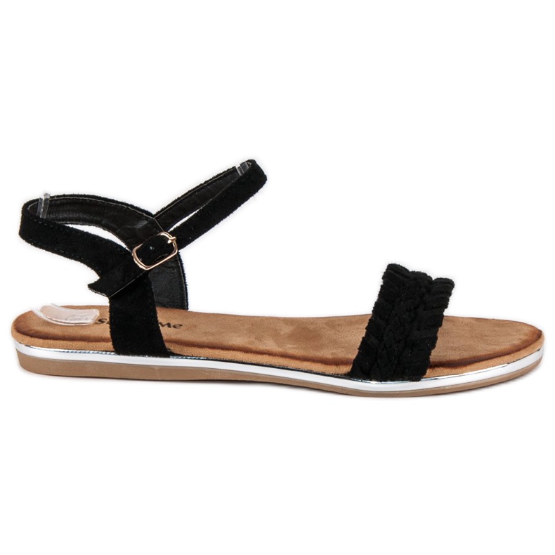 Super Me Semišové ploché sandály černá
