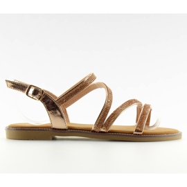 Sandály s růžovými kubickými zirkony K952 Champagne