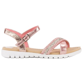 Top Shoes Růžové ploché sandály růžový